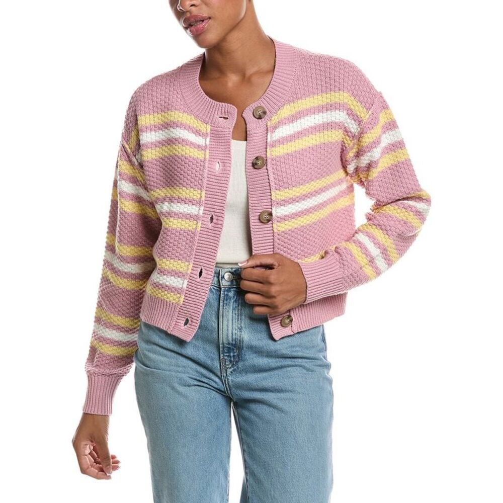 Rd Style Womens Lavana Long Sleeve Crewneck Cardigan, Pink